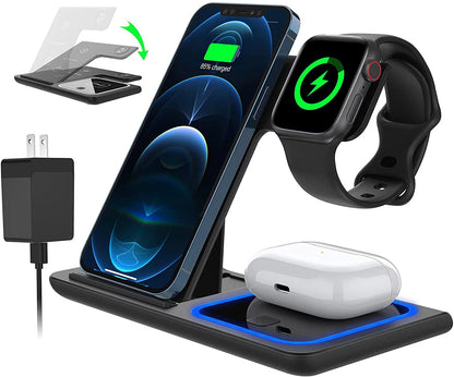18W Fast Wireless Charger - 3 in 1 Charging Station for iPhone , Apple Watch, AirPods